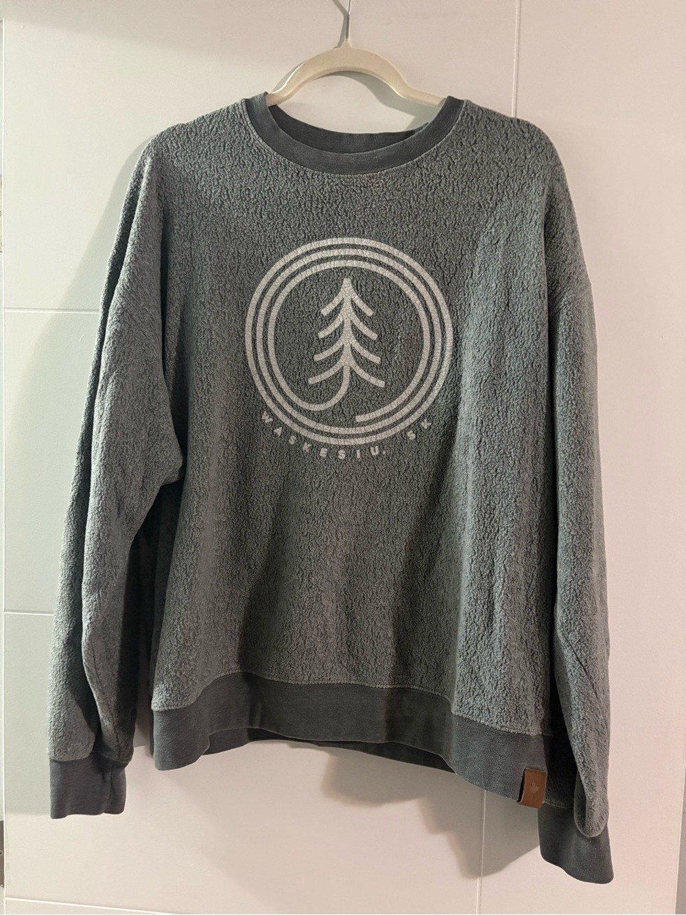 Women's Gray Oversized Crewneck Sweatshirt with Tree Graphic